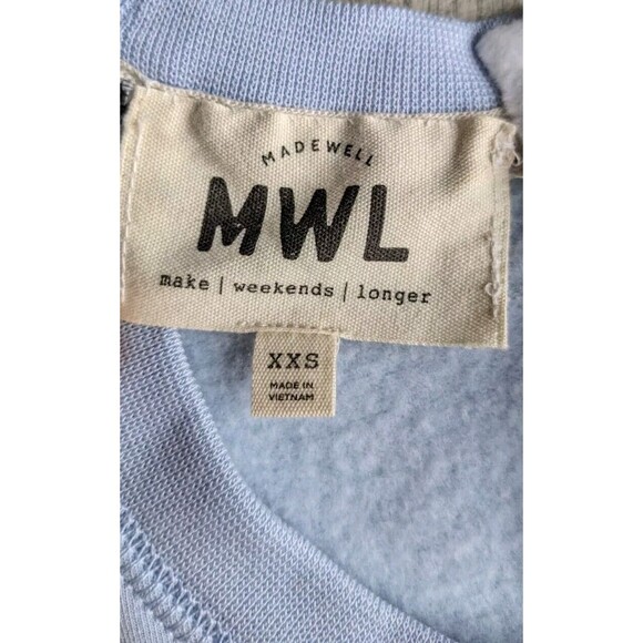 Madewell MWL Superbrushed Easygoing Sweatshirt Top Light Blue XXS Zipper Soft - Picture 13 of 15